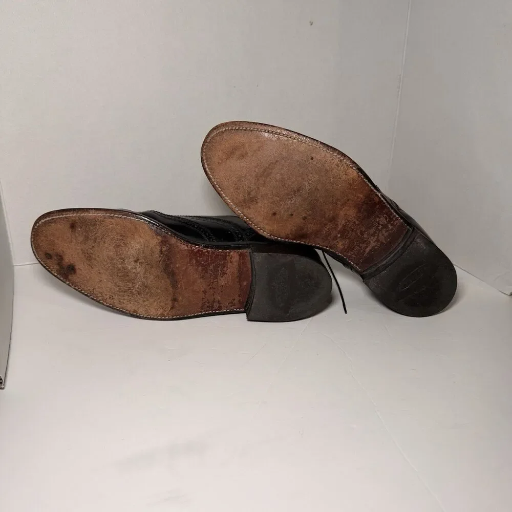 VTG Florsheim Royal Imperial Shop Black Wingtip Oxford Dress Shoes Men’s Sz 9.5